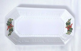 Pfaltzgraff White Embossed Xmas Bread Platter &quot;A Joyous Heart Makes the Loaves.. - $9.75