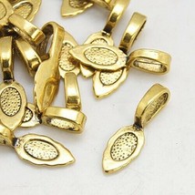 10 Antiqued Gold Jewelry Bails Glue On Pendant Hangers Jewelry Supplies 26mm - £4.26 GBP