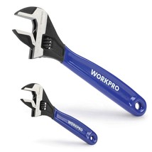 WORKPRO 2-piece Adjustable Wrench Set, 6-Inch &amp; 10-Inch, Extra-Wide Jaw Black Ox - £31.63 GBP