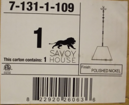Savoy House 7-131-1-109 Alden 1 Light Pendant in Polished Nickel - £155.87 GBP