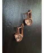 585 14K RG Stamped Zircon Crystal Drop Heart Stud Earrings - $40.50