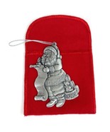 Vintage Avon 1996 Holiday Pewter Ornament &quot;Santa&quot; With Velvet Pouch IOB - $17.73 CAD