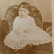 Cabinet Card Photo Adorable Child White Dress in Chair Hillsboro ND Shrivseth&#39;s - £2.78 GBP