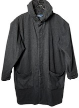 Polo by Ralph Lauren Men L Wool Blended Button Down Hooded Long Coat - £110.42 GBP