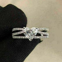 Bague de fiançailles pour femme avec diamant blanc taille cœur et rond 2... - £90.67 GBP