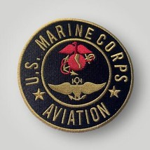 Marine Corps USMC Aviation Patch Logo Gold Black - £6.95 GBP