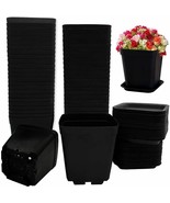 48 Pack Black Small Plant Pots, Black Square Plastic Nursery Pots with S... - $26.72