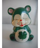 Vintage Chalkware or ceramic Green Bear Bank Carnivalware Shamrock - $372.50 MXN