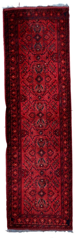 Handmade vintage Afghan Ersari runner 2.7&#39; x 9.7&#39; (84cm x 296cm) 1970s -... - $808.82