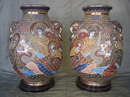 7MMM04 PAIR OF SATSUMA VASES, SIGNED, BOUGHT FROM AN ESTATE SALE IN 1965... - £7,800.47 GBP