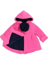 Girls  Pink Fleece Coat Dress. Toddlers Designer Red Overcoat / Kids Outerwear - £33.09 GBP