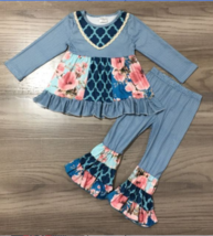 NEW Boutique Girls Long Sleeve Tunic Dress &amp; Ruffle Leggings Outfit Set - $11.69