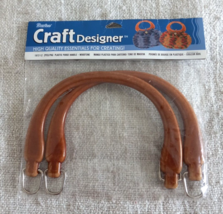 Darice Craft Designer set of 2 plastic purse bag handles handle brown wood tone - £4.60 GBP