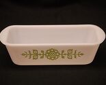 Vintage Glasbake Milk Glass Loaf Pan Dish 522 1-1/2 Qt. w Green Modern F... - $29.69