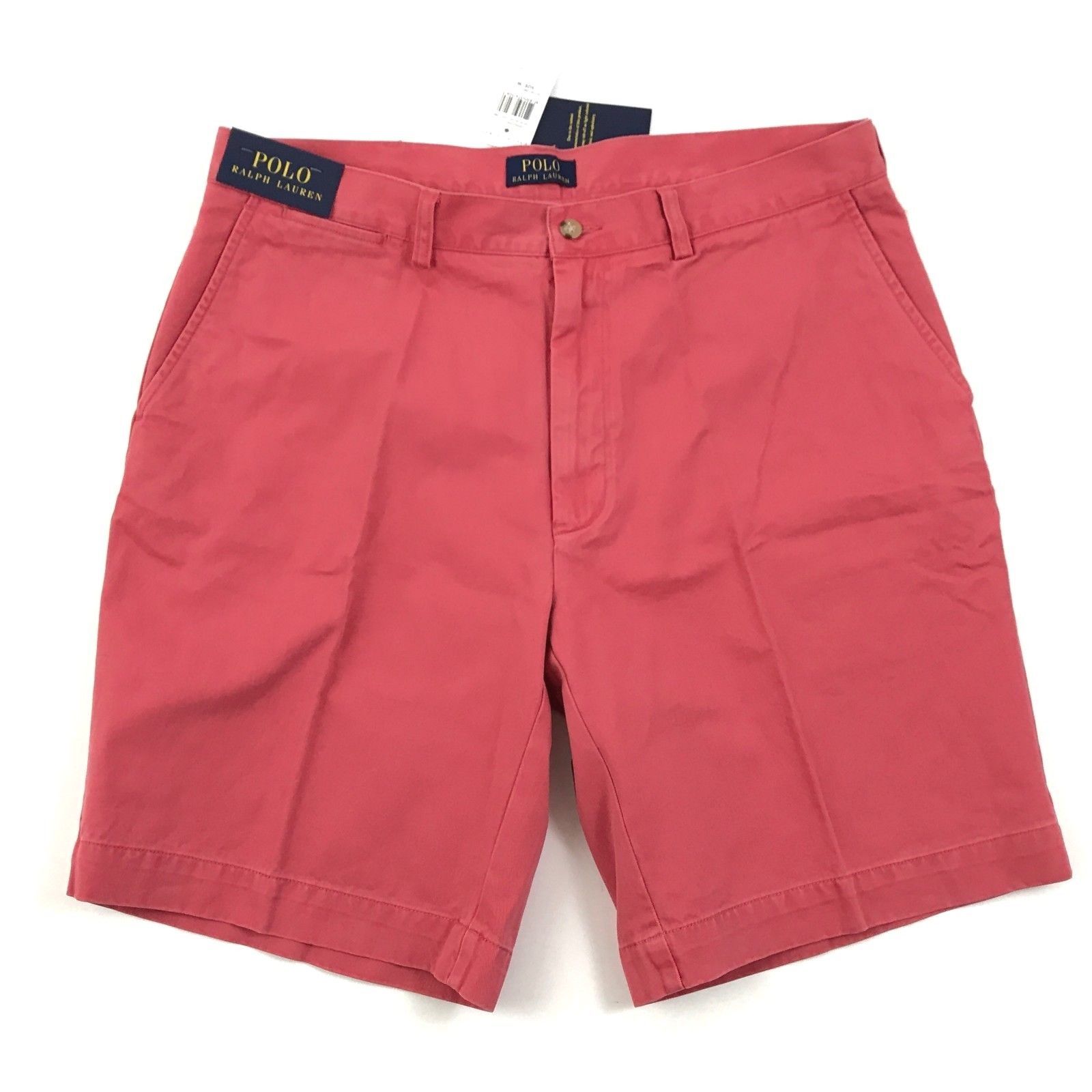 Neu Polo Ralph Lauren Korallenrot Shorts Größe 36 Khaki Chino Glatt Vorne - $44.88