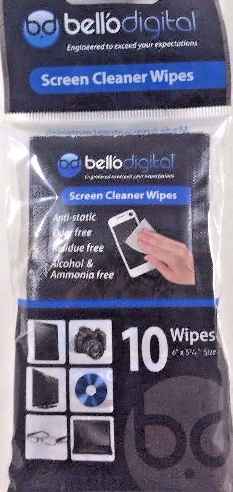 Bell&#39;O Digital SCL1010 All Natural Screen Cleaner Wipes 6&quot; x 5 1/4&quot; - $9.95