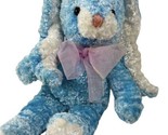 Vintage Plush Dan Dee Blue Easter Bunny 7&quot; Rabbit Spring Bow Stuffed Ani... - $13.15