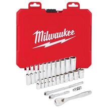 Milwaukee 1/4 in. drive Metric/SAE Mechanics Socket and Ratchet Set 50 pc - $149.95