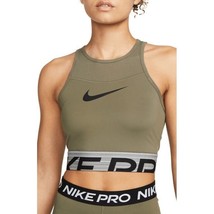 Nike Women Pro Dri-FIT Graphic Crop Training Top DM7689-222 Green Size XS Ex-Sm - £31.45 GBP