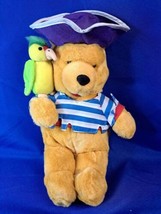 Disney Store Pirate Pooh 15” Plush Winnie The Pooh Lovey Purple Hat Parrot - $18.69