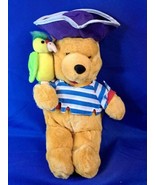 Disney Store Pirate Pooh 15” Plush Winnie The Pooh Lovey Purple Hat Parrot - £14.72 GBP