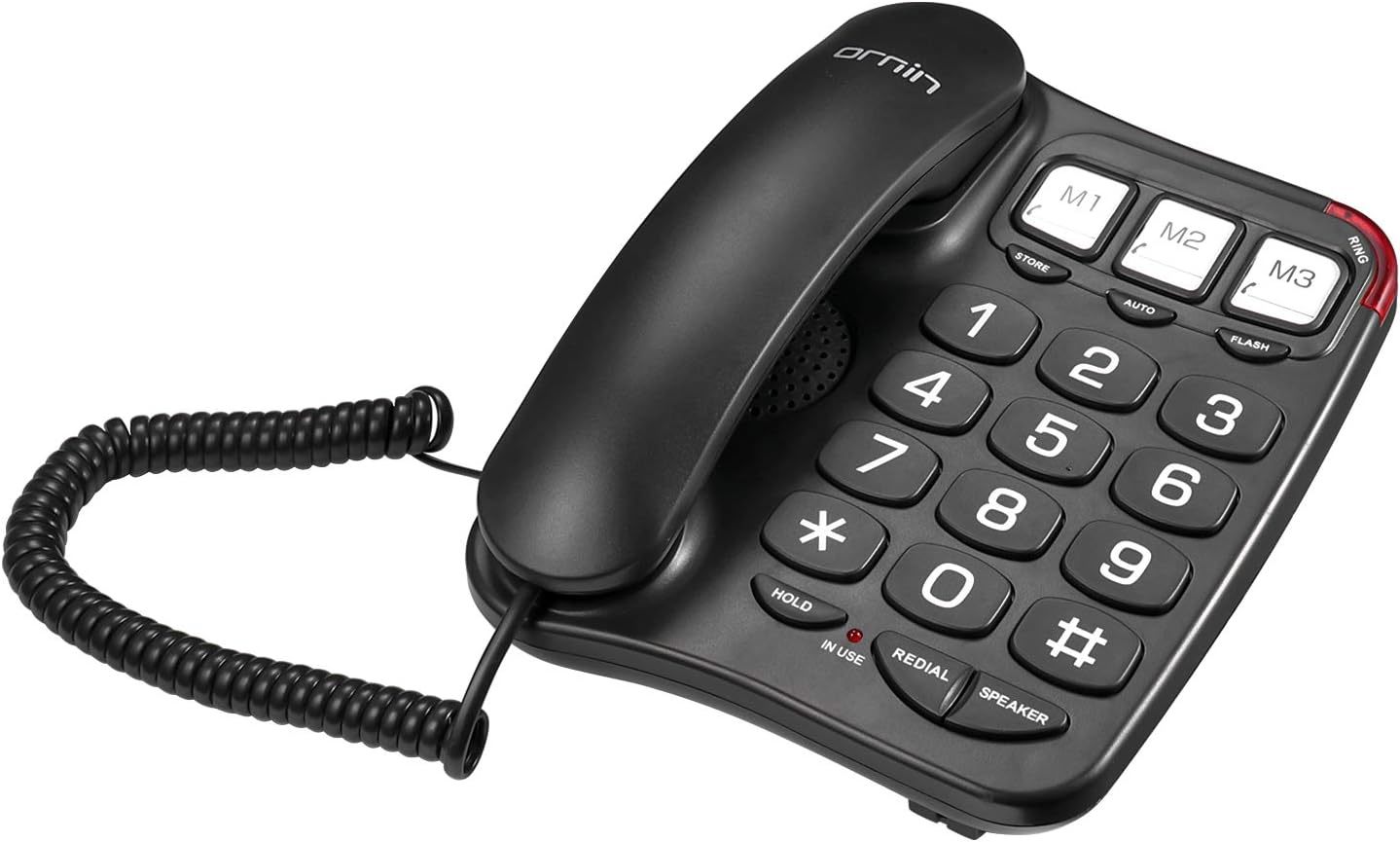 S016+ Big Button Corded Telephone With Speaker, Desk Phone (Black) - $35.99