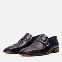 Vinci The Strat Single Monk Strap Cap Toe Navy Leather Handmade Men Shoe image 2