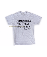 New Women Female Veteran Gray Black Shirt Medium Patriot Star Thou Shall... - $10.00