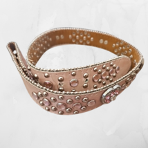 Nocona Pale Pink Belt Rhinestones Hearts Ladies 21&quot; to 24&quot; - $19.20 CAD