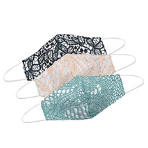Reusable Muslin Mixed Lace Cotton Fabric Washable Fashion Face Masks Set of 3 - £12.58 GBP