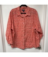 Lands End Womens Orange Floral Linen Blend L/S Button Up Shirt Size 3X 2... - £20.51 GBP