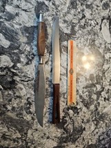 vintage MCM stainless steel cake knives Standhome wood / plastic - $17.82