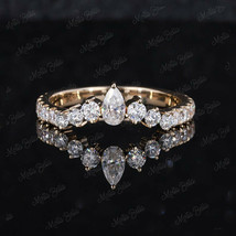 1Ct Pear Cut Diamond Curved Art Deco Engagement Ring Band 14K Yellow Gold Finish - £70.81 GBP