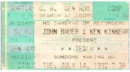 Vintage Tesla Concerto Ticket Luglio 14 1992 Yakima Washington - $39.58