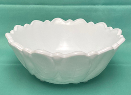 Vintage Indiana Glass Wild Rose white milk glass footed serving bowl 9&quot; 1960s - £7.08 GBP