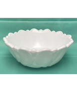 Vintage Indiana Glass Wild Rose white milk glass footed serving bowl 9&quot; ... - £7.05 GBP