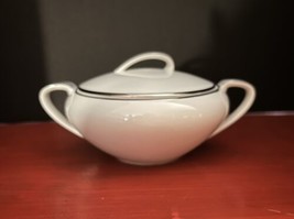 Vtg Noritake Silverdale Sugar Bowl w/ Lid - Platinum Trim (5594) MCM PO20 - $183.11 MXN