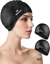 2 Pack Unisex Silicone Swim Cap for Women Men, Large Size Swimming Caps ... - £10.89 GBP