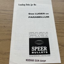 1967 SPEER 9MM LUGER OR PARABELLUM RELOADING DATA - $6.75
