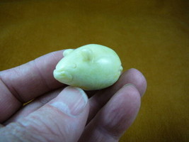 (Y-MOU-554) WHITE Yellow Roly Poly Mouse Mice gemstone carving FAT RODEN... - $14.01