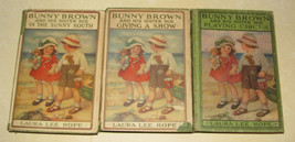 Lot of 3 Vintage Bunny Brown and His Sister Sue Books by Laura Lee Hope - 2 DJ - £14.19 GBP