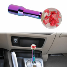 JDM Round Ball Crystal Real Red Flowers Manual Gear Shift Knob Lever Extender - £16.73 GBP