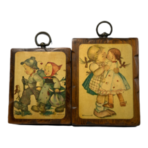 Hummel Wall Plaque Picture Lot of 2 Vintage Wooden - £12.85 GBP