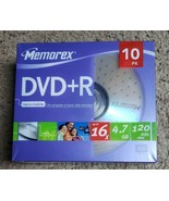 Memorex DVD+R 10 Pack 16X, 4.7GB, 120 min With Jewel Cases FACTORY SEALED - $6.64