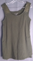 Liz Lange Maternity Green Tank with Gold Studded Straps Size Medium - £6.85 GBP