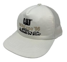Vintage CAT MINExpo 1996 Hat Cap Snap Back White Mesh Trucker Equipment Expo - £15.52 GBP