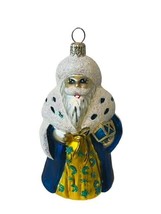 Christopher Radko Christmas Ornament Glass Vtg Figurine Blue Santa Claus Poland - £31.10 GBP