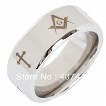 Free Shipping Price Hot Sales 8MM Polsihed Color Men&#39;s Masonic Tungsten Wedding  - £29.27 GBP