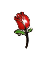 Vintage Red Rose Pin Brooch lapel Hat Pin Coat Pin Enamel Rhinestones - $19.16 CAD