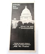 Vtg Mr. Fosters Remembrance Shop Washington DC Guide Map Ephemera - $12.99